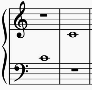 Middle C on bass clef and treble clef
