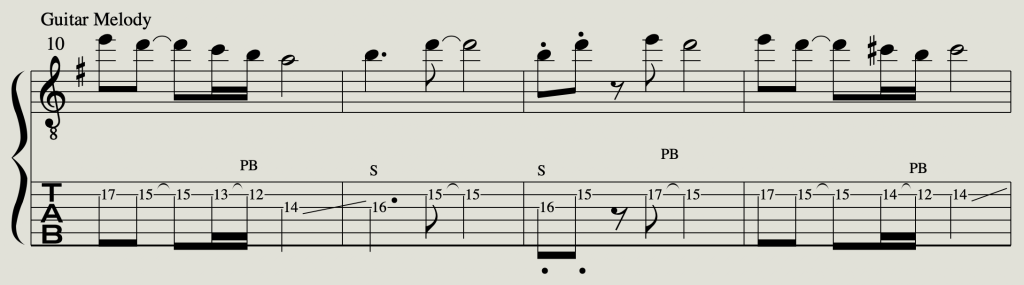 Melody written for electric guitar.