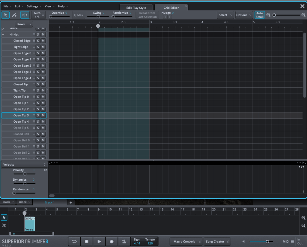 hihat articulations in superior drummer 3